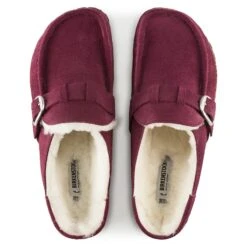 Birkenstock Buckley Shearling Suede Leather Maroon -Birkenstock Shop 1020657 top