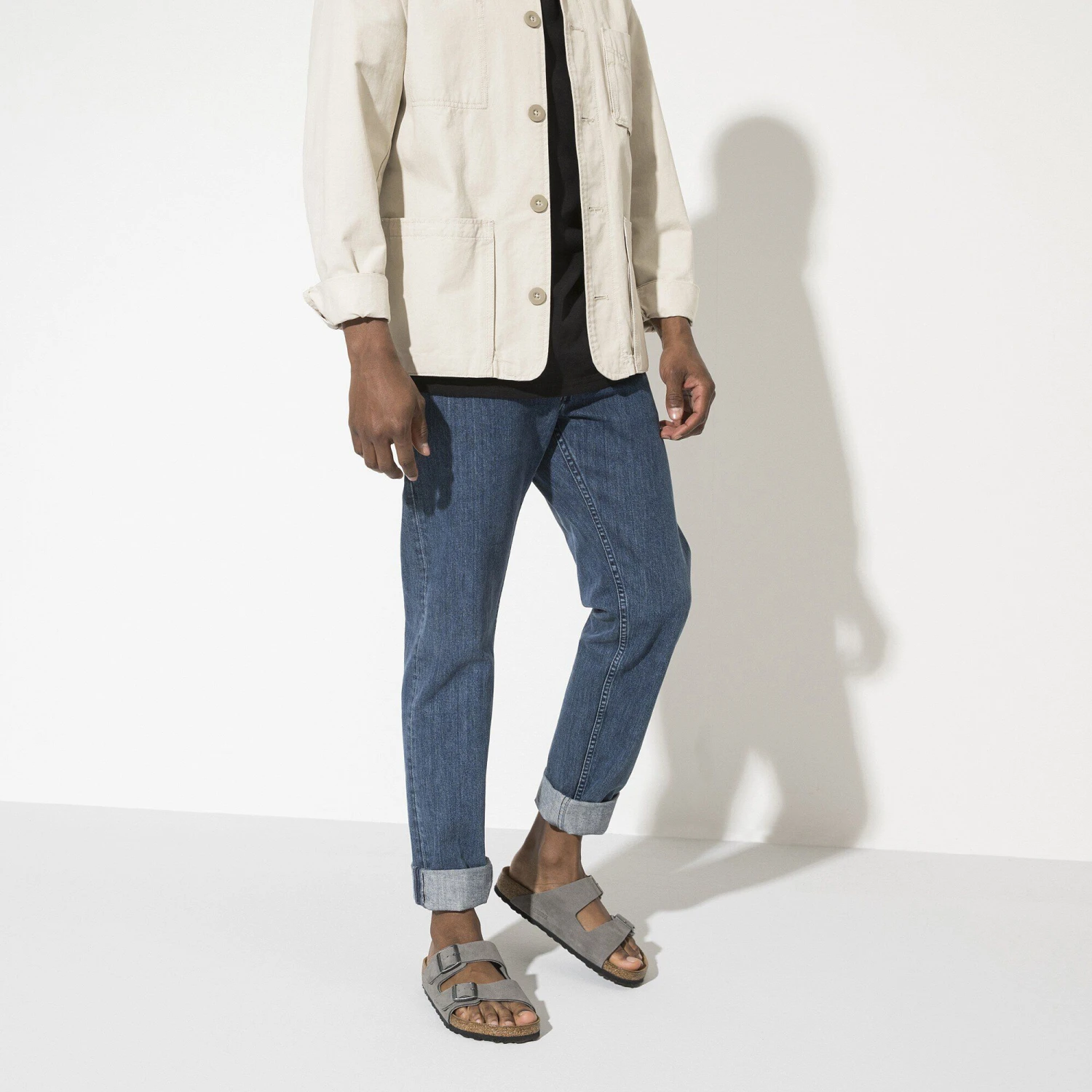 Birkenstock Arizona Nubuck Leather Desert Buck Whale Gray 4 Birkenstock Arizona Nubuck Leather Desert Buck Whale Gray - Image 4