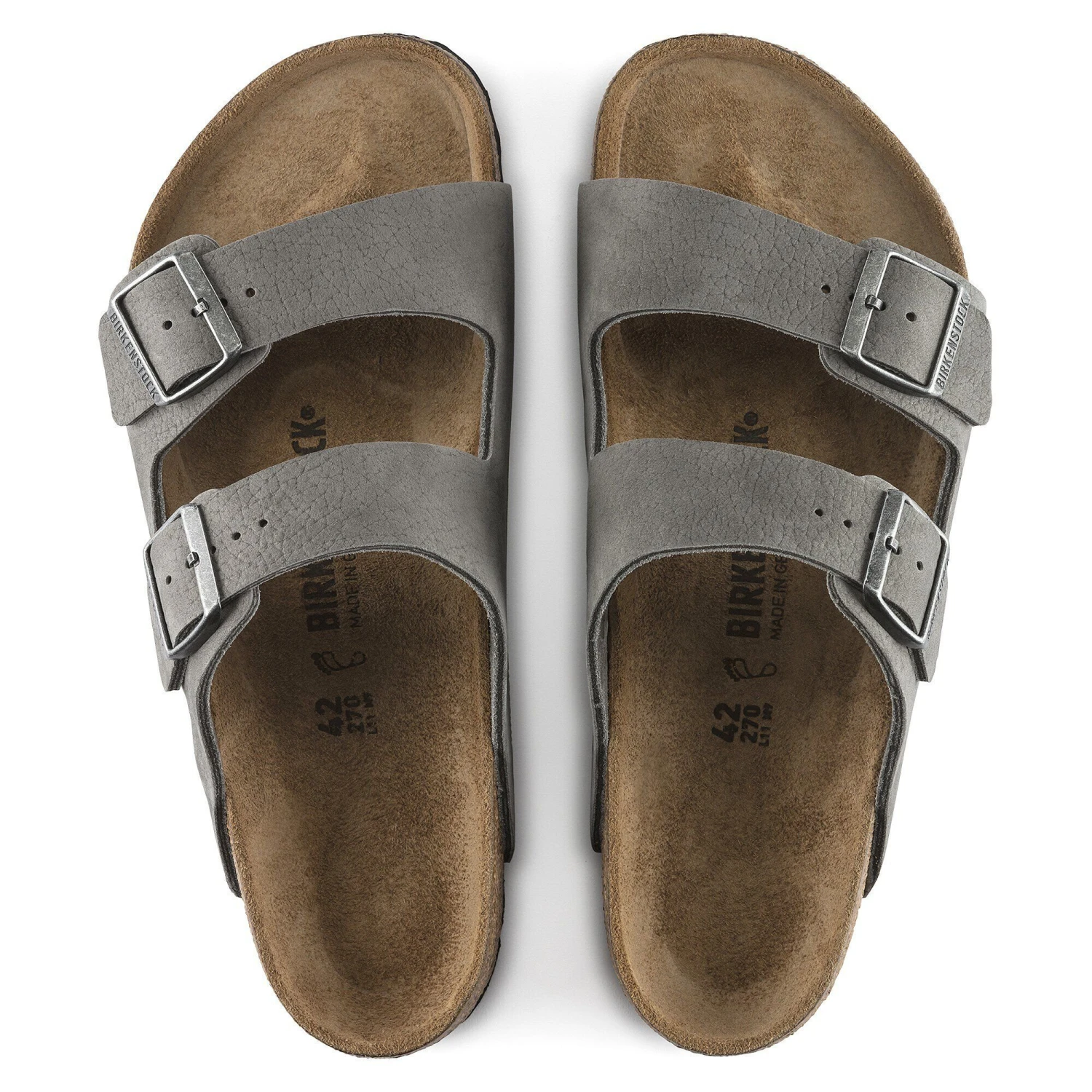 Birkenstock Arizona Nubuck Leather Desert Buck Whale Gray 2 Birkenstock Arizona Nubuck Leather Desert Buck Whale Gray - Image 2