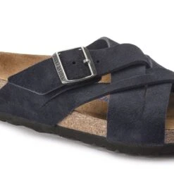 Birkenstock Lugano Soft Footbed Suede Leather Midnight Blue -Birkenstock Shop 1020935 detail 1