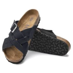 Birkenstock Lugano Soft Footbed Suede Leather Midnight Blue -Birkenstock Shop 1020935 sole