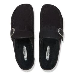 Birkenstock Buckley Shearling Suede Leather Black -Birkenstock Shop 1021036 top