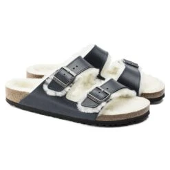 Birkenstock Arizona Shearling Oiled Leather Navy -Birkenstock Shop 1021063 pair