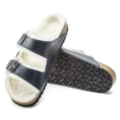 Birkenstock Arizona Shearling Oiled Leather Navy -Birkenstock Shop 1021063 sole
