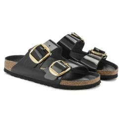 Birkenstock Arizona Big Buckle Natural Leather Patent High Shine Black -Birkenstock Shop 1021476 pair