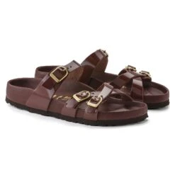 Birkenstock Franca Natural Leather Patent High Shine Chocolate -Birkenstock Shop 1021520 pair