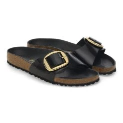 Birkenstock Madrid Big Buckle Natural Leather Patent High Shine Black -Birkenstock Shop 1022541 pair