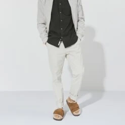 Birkenstock Kyoto Shearling Suede Leather Mink -Birkenstock Shop 1023202 f look m