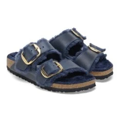 Birkenstock Arizona Big Buckle Shearling Oiled Leather Midnight Blue -Birkenstock Shop 1023214 pair
