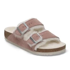 Birkenstock Arizona Shearling Suede Leather Pink Clay