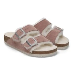 Birkenstock Arizona Shearling Suede Leather Pink Clay -Birkenstock Shop 1023254 pair