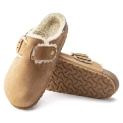 Birkenstock Boston Bold Shearling Nubuck Leather Cognac -Birkenstock Shop 1023307 sole