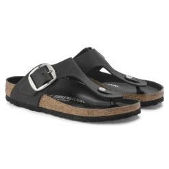 Birkenstock Gizeh Big Buckle Oiled Leather Black -Birkenstock Shop 1023334 pair