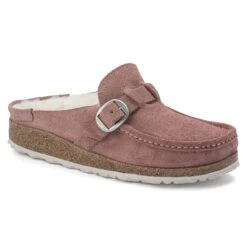 Birkenstock Buckley Shearling Suede Leather Pink Clay