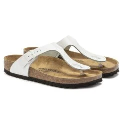 Birkenstock Gizeh Natural Leather Patent Patent White -Birkenstock Shop 1023897 pair