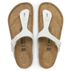 Birkenstock Gizeh Natural Leather Patent Patent White -Birkenstock Shop 1023897 top