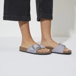 Birkenstock Madrid Big Buckle Nubuck Leather Purple Fog -Birkenstock Shop 1023965 f closeup f