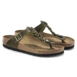 Birkenstock Gizeh Braided Oiled Leather Olive Green -Birkenstock Shop 1023969 pair