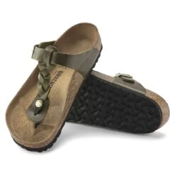Birkenstock Gizeh Braided Oiled Leather Olive Green -Birkenstock Shop 1023969 sole