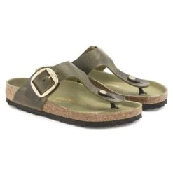 Birkenstock Gizeh Big Buckle Oiled Leather Olive Green -Birkenstock Shop 1023976 pair