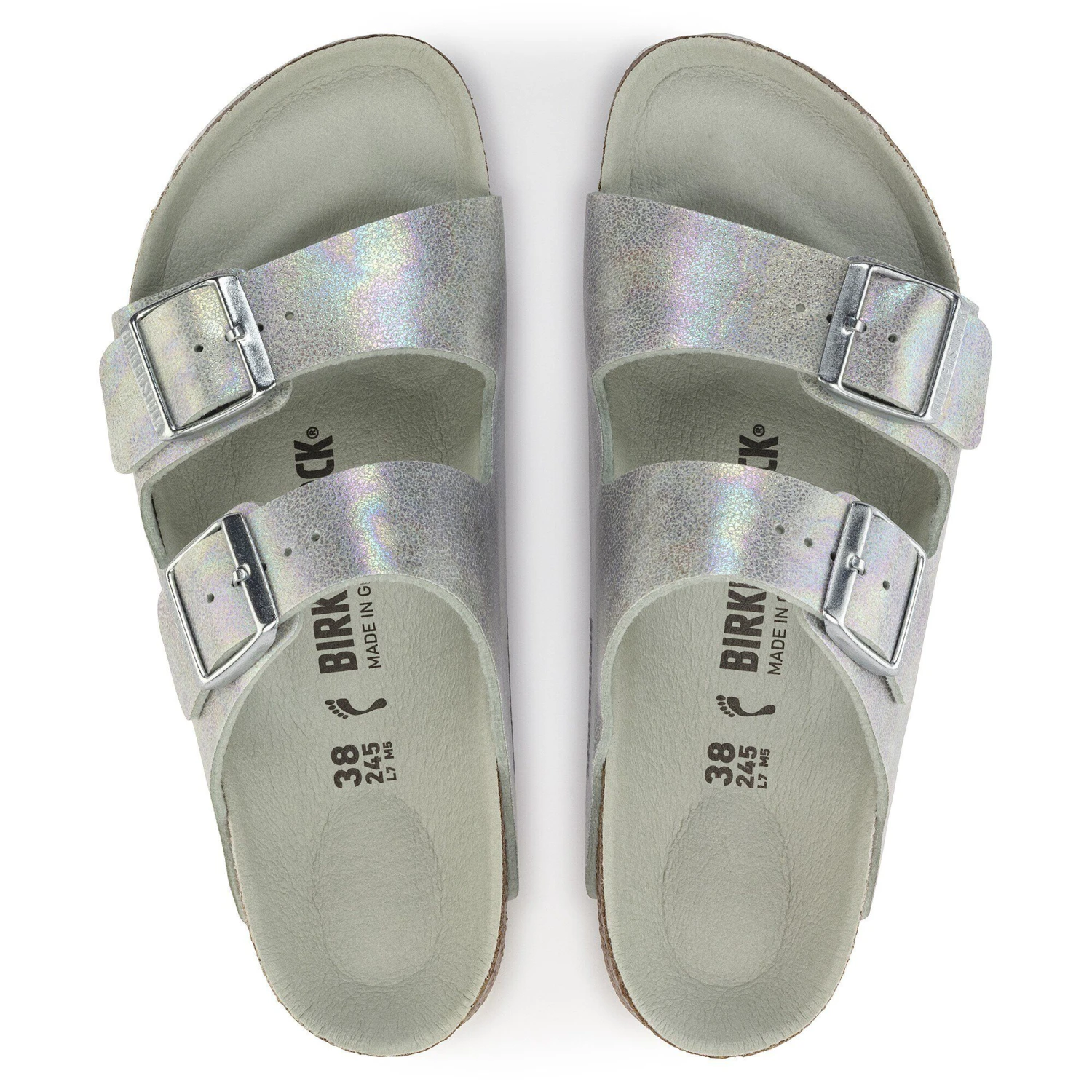 Birkenstock Arizona Vegan Microfiber Iridescent Matcha 2 Birkenstock Arizona Vegan Microfiber Iridescent Matcha - Image 2