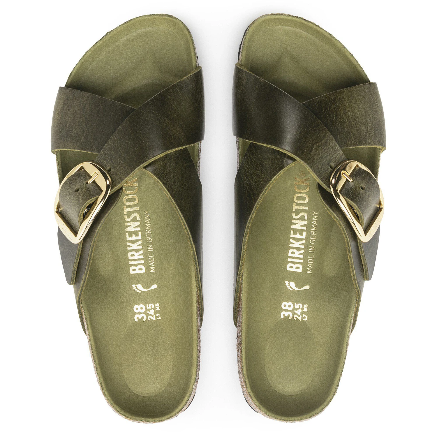 Birkenstock Siena Big Buckle Oiled Leather Olive Green 2 Birkenstock Siena Big Buckle Oiled Leather Olive Green - Image 2