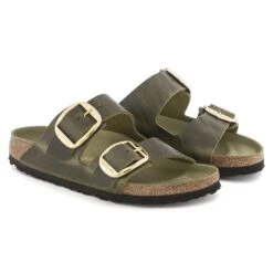 Birkenstock Arizona Big Buckle Oiled Leather Olive Green -Birkenstock Shop 1024071 pair