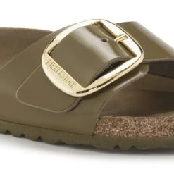 Birkenstock Madrid Big Buckle Natural Leather Patent High Shine Mud Green -Birkenstock Shop 1024141 detail 1