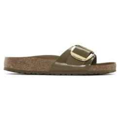 Birkenstock Madrid Big Buckle Natural Leather Patent High Shine Mud Green -Birkenstock Shop 1024141 side