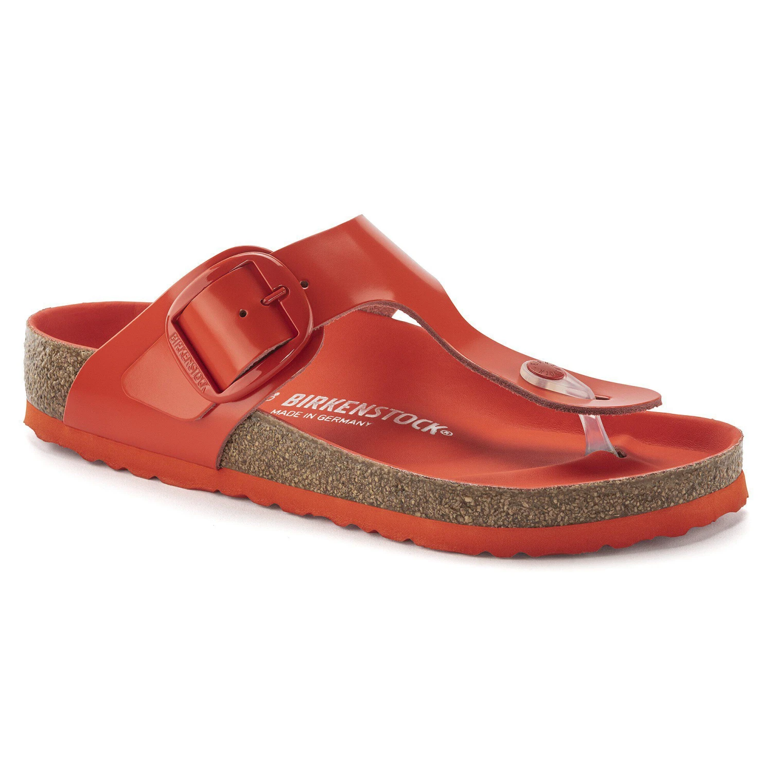 Birkenstock Gizeh Big Buckle Natural Leather Patent High Shine Tomato 1 Birkenstock Gizeh Big Buckle Natural Leather Patent High Shine Tomato