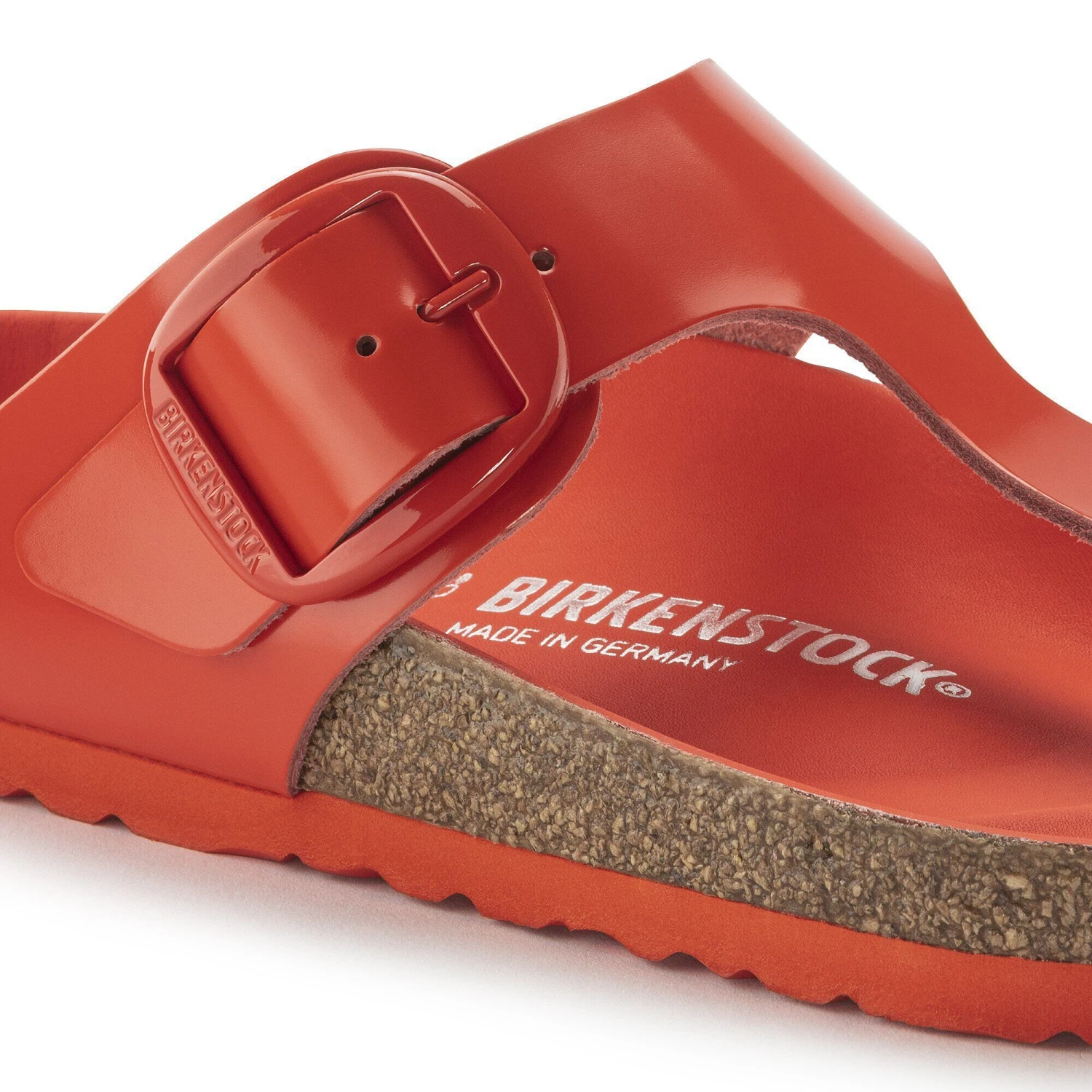 Birkenstock Gizeh Big Buckle Natural Leather Patent High Shine Tomato 6 Birkenstock Gizeh Big Buckle Natural Leather Patent High Shine Tomato - Image 6