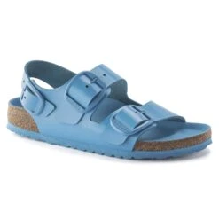 Birkenstock Milano Big Buckle Natural Leather Patent High Shine Sky Blue