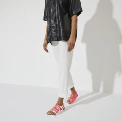 Birkenstock Milano Birko-Flor Patent Neon Pink/White Patent -Birkenstock Shop 1024187 f look f