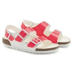 Birkenstock Milano Birko-Flor Patent Neon Pink/White Patent -Birkenstock Shop 1024187 pair