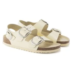 Birkenstock Milano Big Buckle Natural Leather Patent High Shine Butter -Birkenstock Shop 1024207 pair