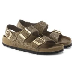 Birkenstock Milano Embossed Leather Emboss Mud Green -Birkenstock Shop 1024258 pair