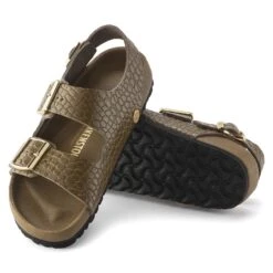 Birkenstock Milano Embossed Leather Emboss Mud Green -Birkenstock Shop 1024258 sole