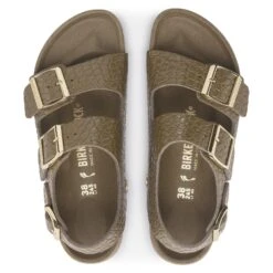 Birkenstock Milano Embossed Leather Emboss Mud Green -Birkenstock Shop 1024258 top