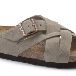 Birkenstock Lugano Soft Footbed Suede Leather Taupe -Birkenstock Shop 1024513 detail 1