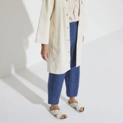 Birkenstock Lugano Soft Footbed Suede Leather Antique White -Birkenstock Shop 1024534 f look f