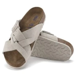 Birkenstock Lugano Soft Footbed Suede Leather Antique White -Birkenstock Shop 1024534 sole