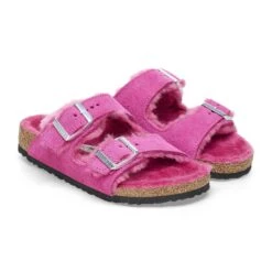 Birkenstock Arizona Shearling Kids Suede Leather Fuchsia Tulip -Birkenstock Shop 1025117 pair