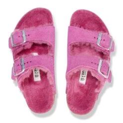 Birkenstock Arizona Shearling Kids Suede Leather Fuchsia Tulip -Birkenstock Shop 1025117 top