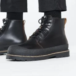 Birkenstock Prescott Lace Men Oiled Leather Black -Birkenstock Shop 1025166 f closeup m