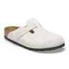 Birkenstock Boston Suede Embossed Corduroy Antique White