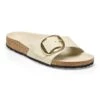 Birkenstock Madrid Big Buckle Natural Leather Patent High Shine Ecru