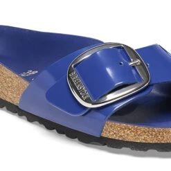Birkenstock Madrid Big Buckle Natural Leather Patent High-Shine Cobalt -Birkenstock Shop 1025332 detail 1