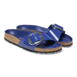 Birkenstock Madrid Big Buckle Natural Leather Patent High-Shine Cobalt -Birkenstock Shop 1025332 pair