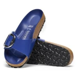 Birkenstock Madrid Big Buckle Natural Leather Patent High-Shine Cobalt -Birkenstock Shop 1025332 sole