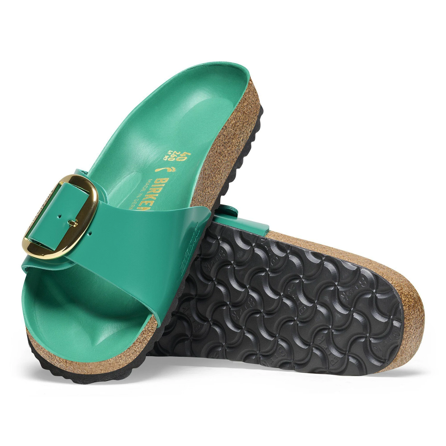 Birkenstock Madrid Big Buckle Natural Leather Patent High Shine Digital Green 5 Birkenstock Madrid Big Buckle Natural Leather Patent High Shine Digital Green - Image 5